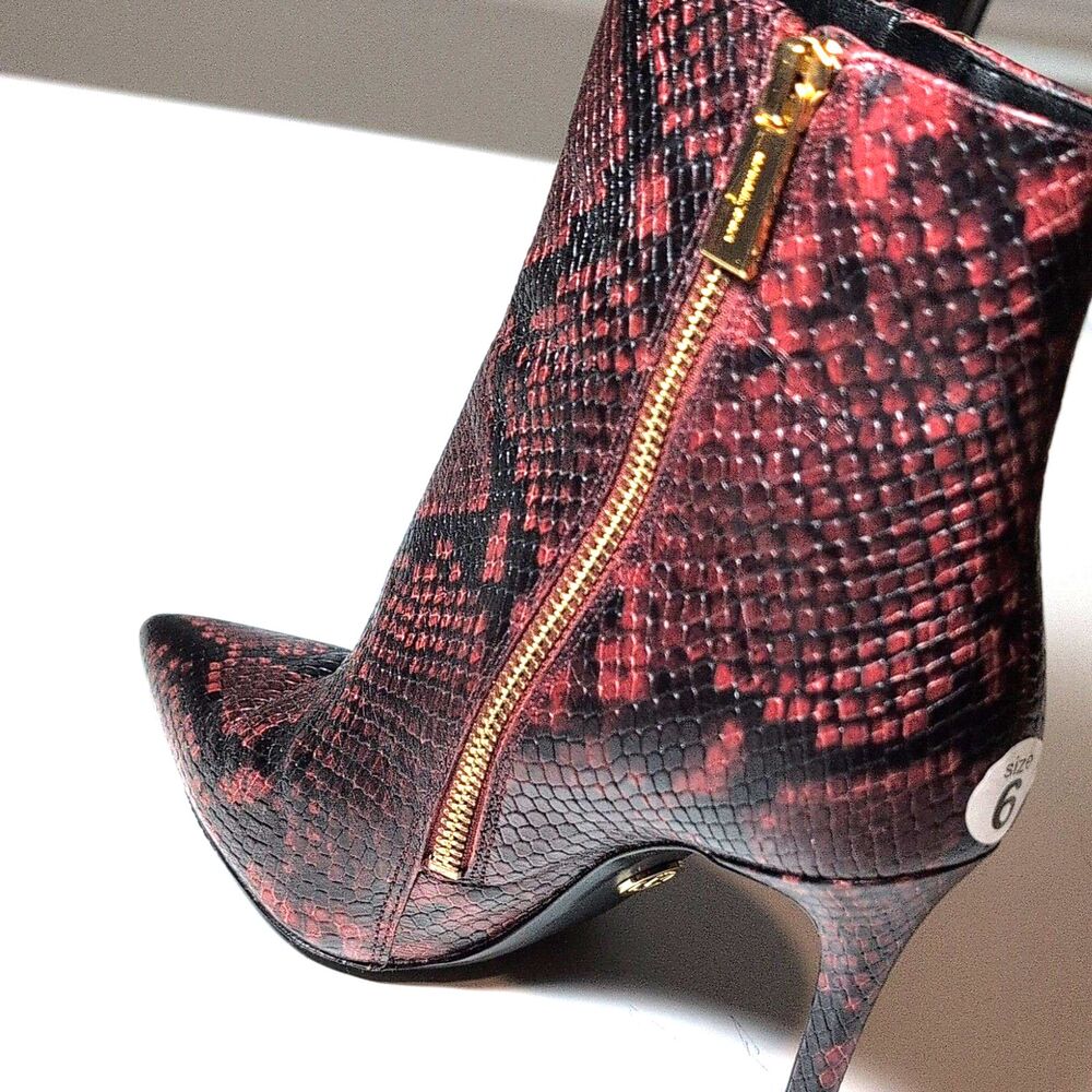 Women's MICHAEL Michael Kors Red Black Snake Print Leather Ankle Bootie 6 - Picture 10 of 10